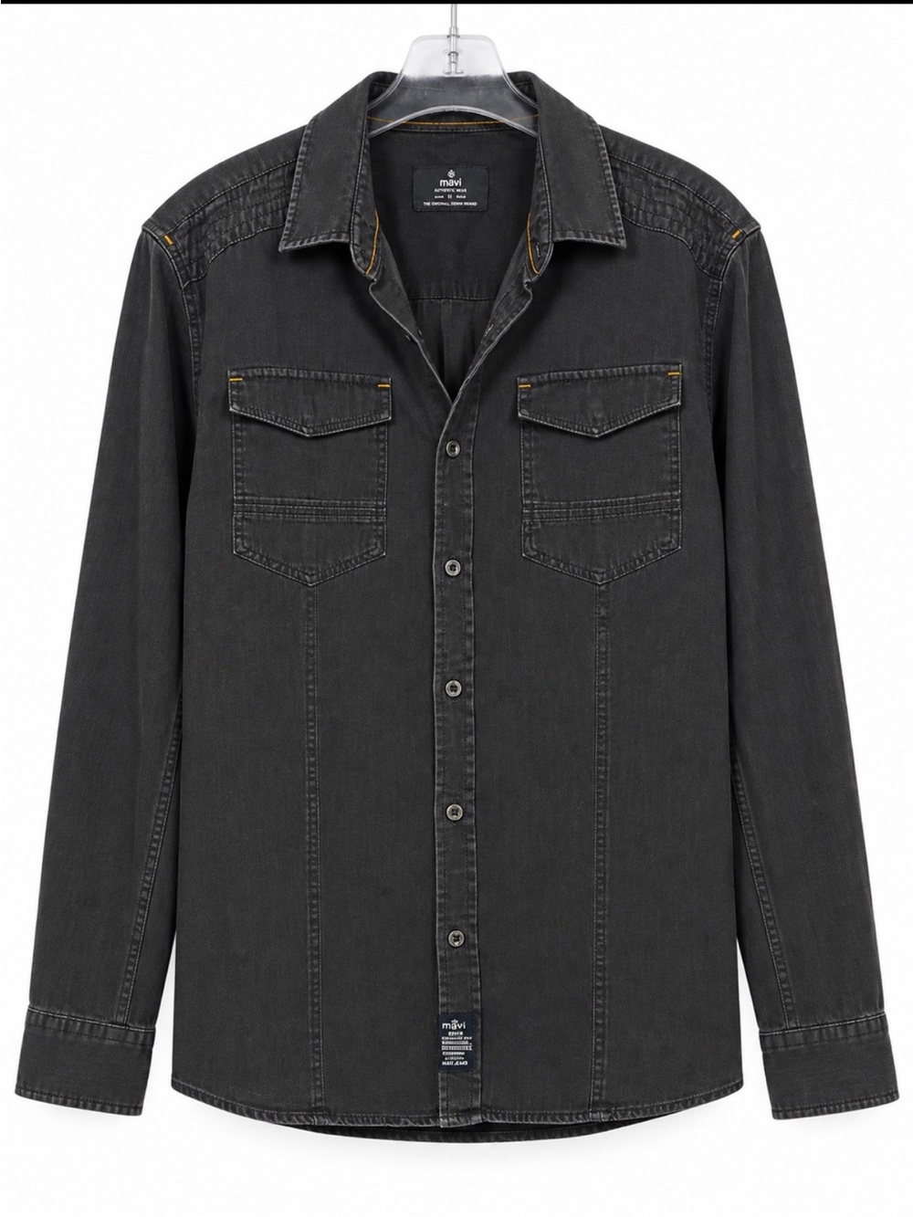 Mavi Men's Dark Gray Button-Front Shirt Jacket